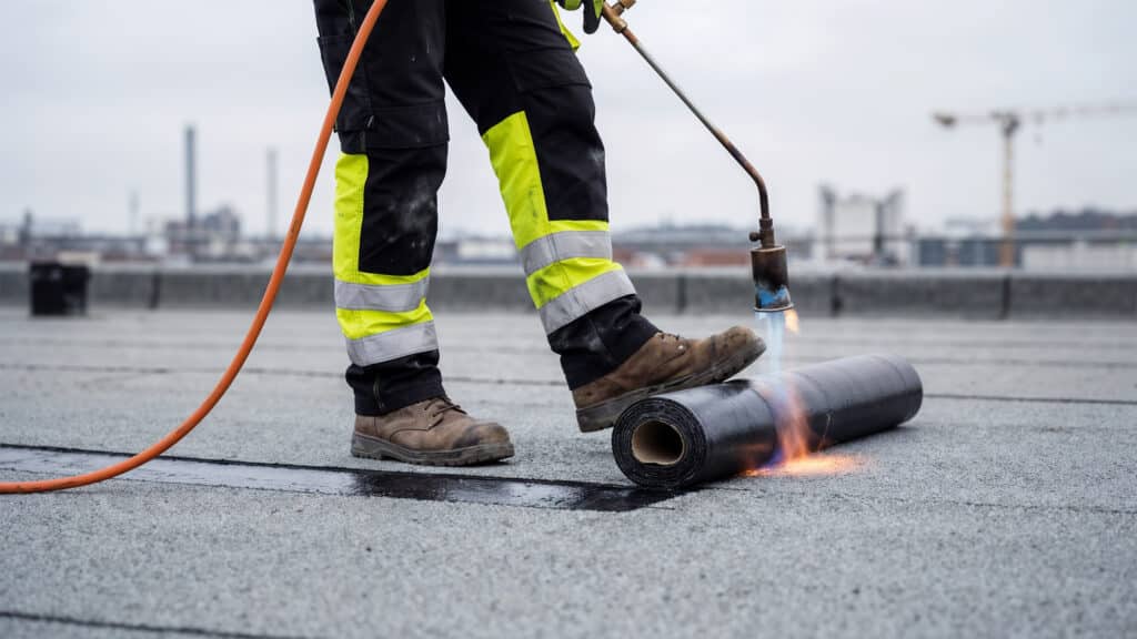 Langley operative working on a flat roof